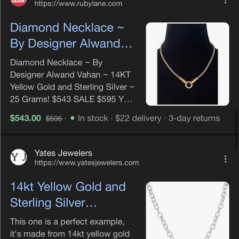 14k Gold and silver Chain Necklace - Picture 5 of 6